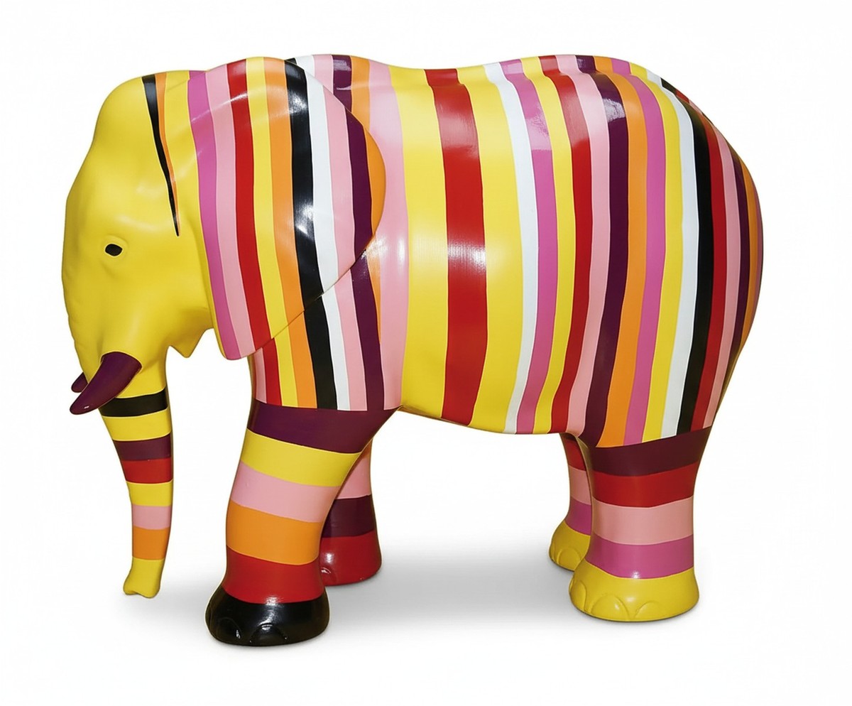 Casa Padrino scultura decorativa di lusso Elefant Gestreifter A. 60 cm - Scultura decorativa - Figura decorativa - Figura animale - Decorazione da giardino Casa Padrino scultura decorativa di lusso Elefant Gestreifter A. 60 cm - Scultura decorativa - Figura decorativa - Figura animale - Decorazione da giardino