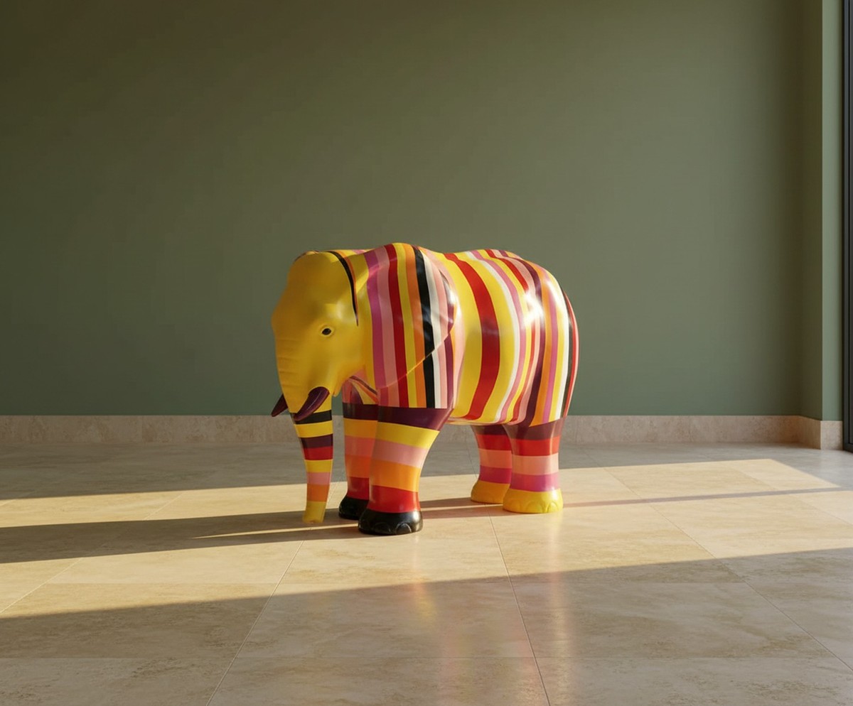Casa Padrino scultura decorativa di lusso Elefant Gestreifter A. 60 cm - Scultura decorativa - Figura decorativa - Figura animale - Decorazione da giardino Casa Padrino scultura decorativa di lusso Elefant Gestreifter A. 60 cm - Scultura decorativa - Figura decorativa - Figura animale - Decorazione da giardino