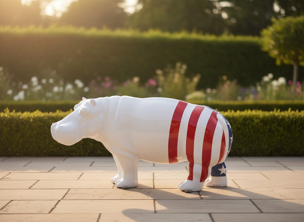 Casa Padrino Luxus Deko Skulptur Nilpferd USA H. 45 cm - Deko Skulptur - Deko Figur - Tierfigur - Gartendeko Casa Padrino Luxus Deko Skulptur Nilpferd USA H. 45 cm - Deko Skulptur - Deko Figur - Tierfigur - Gartendeko