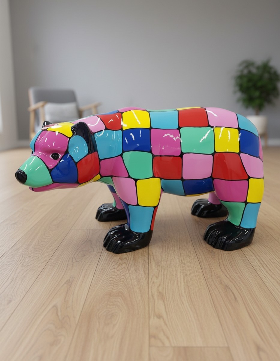 Casa Padrino Luxus Deko Skulptur Bär Multicolored SPOT H. 60 cm - Deko Skulptur - Deko Figur - Tierfigur - Gartendeko Casa Padrino Luxus Deko Skulptur Bär Multicolored SPOT H. 60 cm - Deko Skulptur - Deko Figur - Tierfigur - Gartendeko