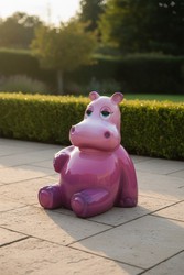 Casa Padrino scultura decorativa di lusso Nilpferd Sitzen Ombre A. 95 cm - Scultura decorativa - Figura decorativa - Figura animale - Decorazione da giardino