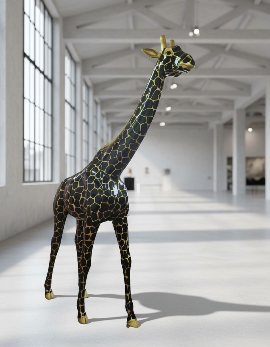 Casa Padrino sculpture décorative de luxe Giraffe Schwarzgold H. 320 cm - Immense sculpture de jardin - Sculpture grandeur nature - Sculpture décorative XXL Casa Padrino sculpture décorative de luxe Giraffe Schwarzgold H. 320 cm - Immense sculpture de jardin - Sculpture grandeur nature - Sculpture décorative XXL