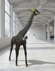 Casa Padrino sculpture décorative de luxe Giraffe Schwarzgold H. 320 cm - Immense sculpture de jardin - Sculpture grandeur nature - Sculpture décorative XXL Casa Padrino sculpture décorative de luxe Giraffe Schwarzgold H. 320 cm - Immense sculpture de jardin - Sculpture grandeur nature - Sculpture décorative XXL