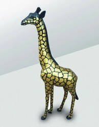 Casa Padrino escultura decorativa de lujo Giraffe Spots Gold A. 210 cm - Escultura de jardín enorme - Escultura de tamaño natural - Escultura decorativa XXL