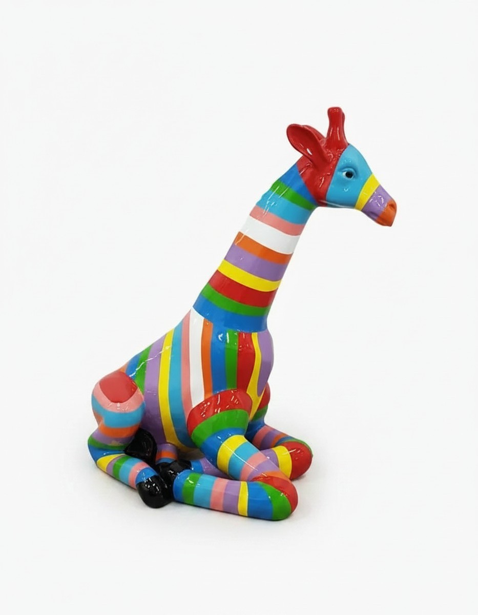 Casa Padrino sculpture décorative de luxe Giraffe Gestreifte Sitzend H. 80 cm - Sculpture décorative - Figurine décorative - Figurine animale - Décoration de jardin Casa Padrino sculpture décorative de luxe Giraffe Gestreifte Sitzend H. 80 cm - Sculpture décorative - Figurine décorative - Figurine animale - Décoration de jardin