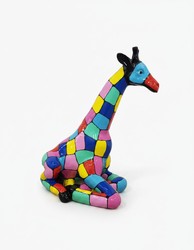 Casa Padrino scultura decorativa di lusso Giraffe Bunt Sitzend A. 80 cm - Scultura decorativa - Figura decorativa - Figura animale - Decorazione da giardino Casa Padrino scultura decorativa di lusso Giraffe Bunt Sitzend A. 80 cm - Scultura decorativa - Figura decorativa - Figura animale - Decorazione da giardino