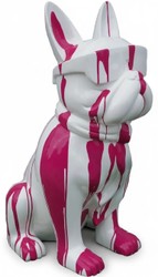 Casa Padrino sculpture décorative de luxe Hund Bulldogge In Gläsern Müllkrawatte H. 120 cm - Immense sculpture de jardin - Sculpture grandeur nature - Sculpture décorative XXL