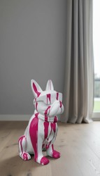 Casa Padrino sculpture décorative de luxe Hund Bulldogge In Gläsern Müllkrawatte H. 120 cm - Immense sculpture de jardin - Sculpture grandeur nature - Sculpture décorative XXL