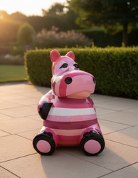 Casa Padrino Luxus Deko Skulptur Nilpferd Sitzend Gestreift Rosa H. 95 cm - Deko Skulptur - Deko Figur - Tierfigur - Gartendeko Casa Padrino Luxus Deko Skulptur Nilpferd Sitzend Gestreift Rosa H. 95 cm - Deko Skulptur - Deko Figur - Tierfigur - Gartendeko