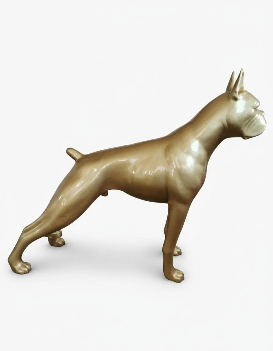 Casa Padrino sculpture décorative de luxe Hund Boxer Gold H. 173 cm - Immense sculpture de jardin - Sculpture grandeur nature - Sculpture décorative XXL Casa Padrino sculpture décorative de luxe Hund Boxer Gold H. 173 cm - Immense sculpture de jardin - Sculpture grandeur nature - Sculpture décorative XXL