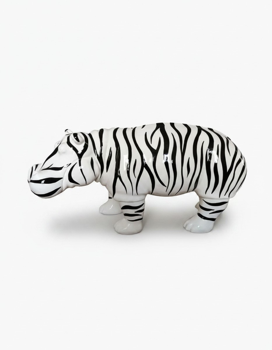 Casa Padrino scultura decorativa di lusso Nilpferd Zebra A. 45 cm - Scultura decorativa - Figura decorativa - Figura animale - Decorazione da giardino Casa Padrino scultura decorativa di lusso Nilpferd Zebra A. 45 cm - Scultura decorativa - Figura decorativa - Figura animale - Decorazione da giardino