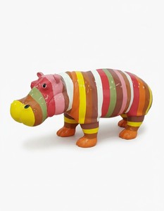 Casa Padrino sculpture décorative de luxe Nilpferd Gestreift H. 45 cm - Sculpture décorative - Figurine décorative - Figurine animale - Décoration de jardin Casa Padrino sculpture décorative de luxe Nilpferd Gestreift H. 45 cm - Sculpture décorative - Figurine décorative - Figurine animale - Décoration de jardin