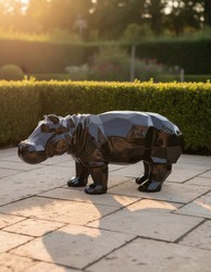 Casa Padrino scultura decorativa di lusso Nilpferd Facettiertes A. 38 cm - Scultura decorativa - Figura decorativa - Figura animale - Decorazione da giardino Casa Padrino scultura decorativa di lusso Nilpferd Facettiertes A. 38 cm - Scultura decorativa - Figura decorativa - Figura animale - Decorazione da giardino