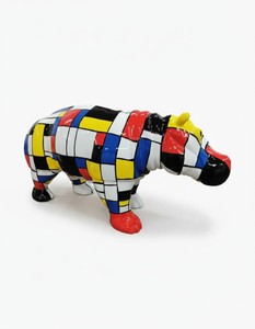 Casa Padrino sculpture décorative de luxe Nilpferd Mondrian H. 45 cm - Sculpture décorative - Figurine décorative - Figurine animale - Décoration de jardin Casa Padrino sculpture décorative de luxe Nilpferd Mondrian H. 45 cm - Sculpture décorative - Figurine décorative - Figurine animale - Décoration de jardin