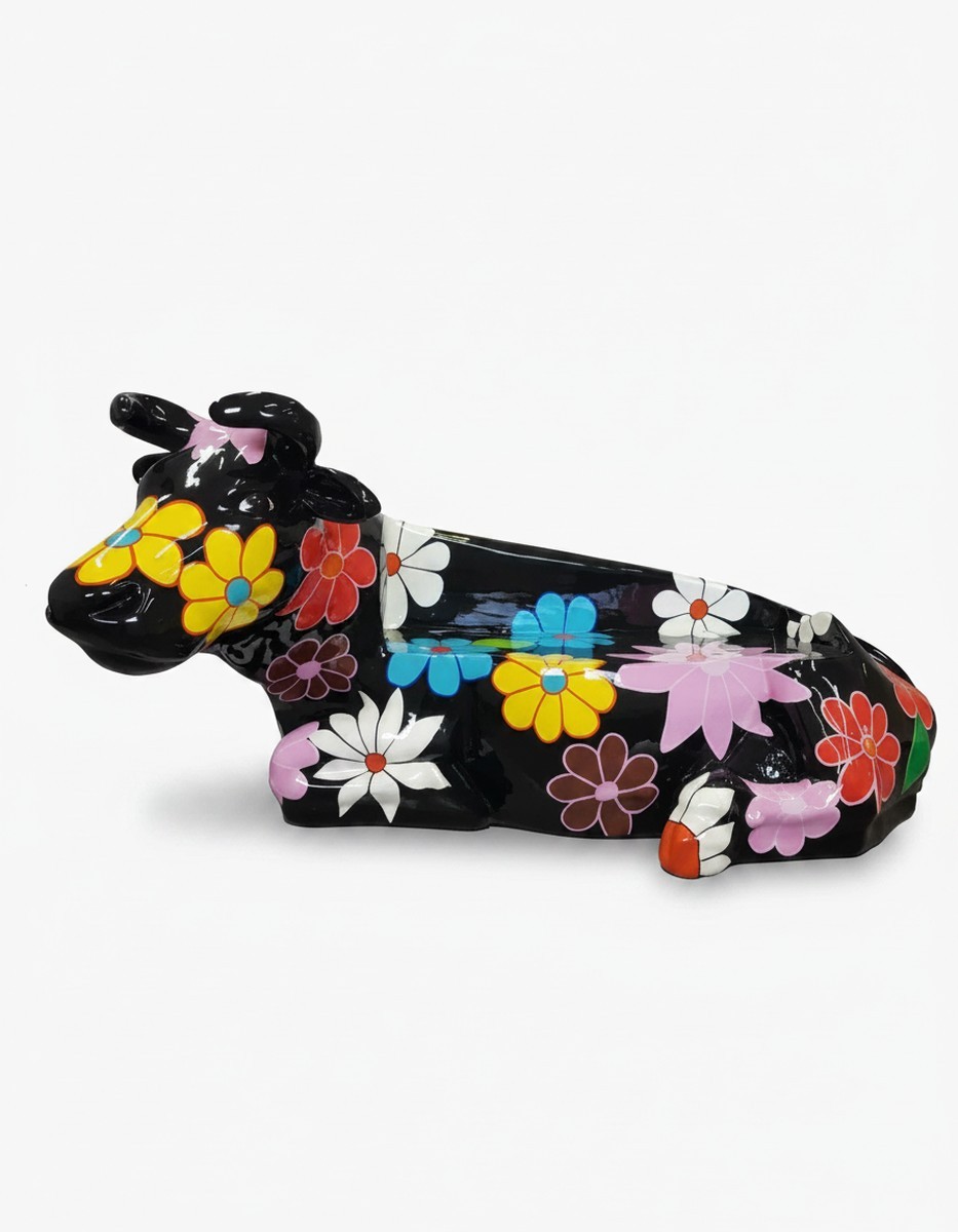 Casa Padrino Luxus Deko Skulptur Kuh Blumen H. 98 cm - Deko Skulptur - Deko Figur - Tierfigur - Gartendeko Casa Padrino Luxus Deko Skulptur Kuh Blumen H. 98 cm - Deko Skulptur - Deko Figur - Tierfigur - Gartendeko