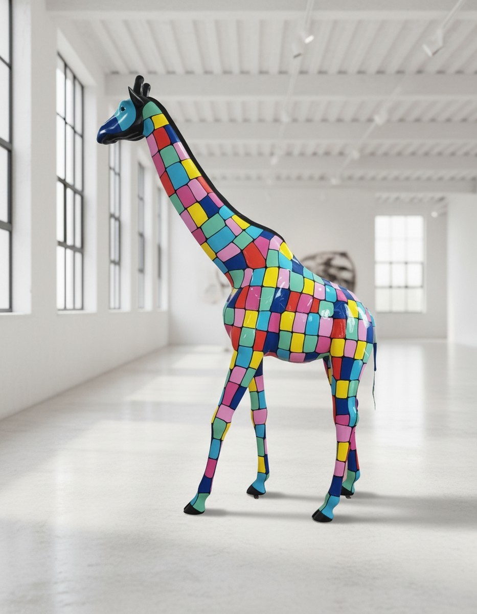 Casa Padrino Luxus Deko Skulptur Giraffe Bunt H. 320 cm - Riesige Gartenskulptur - Lebensgroße Skulptur - XXL Deko Skulptur - XXL Deko Figur Casa Padrino Luxus Deko Skulptur Giraffe Bunt H. 320 cm - Riesige Gartenskulptur - Lebensgroße Skulptur - XXL Deko Skulptur - XXL Deko Figur