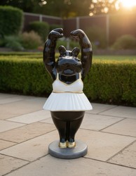 Casa Padrino Luxus Deko Skulptur Nilpferd Hippo Ballerina H. 93 cm - Deko Skulptur - Deko Figur - Tierfigur - Gartendeko