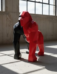 Casa Padrino Luxus Deko Skulptur Affe Multicolor Facettierter Gorilla H. 128 cm - Riesige Gartenskulptur - Lebensgroße Skulptur - XXL Deko Skulptur - XXL Deko Figur Casa Padrino Luxus Deko Skulptur Affe Multicolor Facettierter Gorilla H. 128 cm - Riesige Gartenskulptur - Lebensgroße Skulptur - XXL Deko Skulptur - XXL Deko Figur