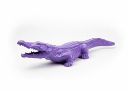 Casa Padrino scultura decorativa di lusso Reptil Krokodil Lilas A. 20 cm - Scultura decorativa - Figura decorativa - Figura animale - Decorazione da giardino