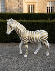 Casa Padrino scultura decorativa di lusso Pferd Zebra Or Ou Argent A. 167 cm - Enorme scultura da giardino - Scultura a grandezza naturale - Scultura decorativa XXL Casa Padrino scultura decorativa di lusso Pferd Zebra Or Ou Argent A. 167 cm - Enorme scultura da giardino - Scultura a grandezza naturale - Scultura decorativa XXL