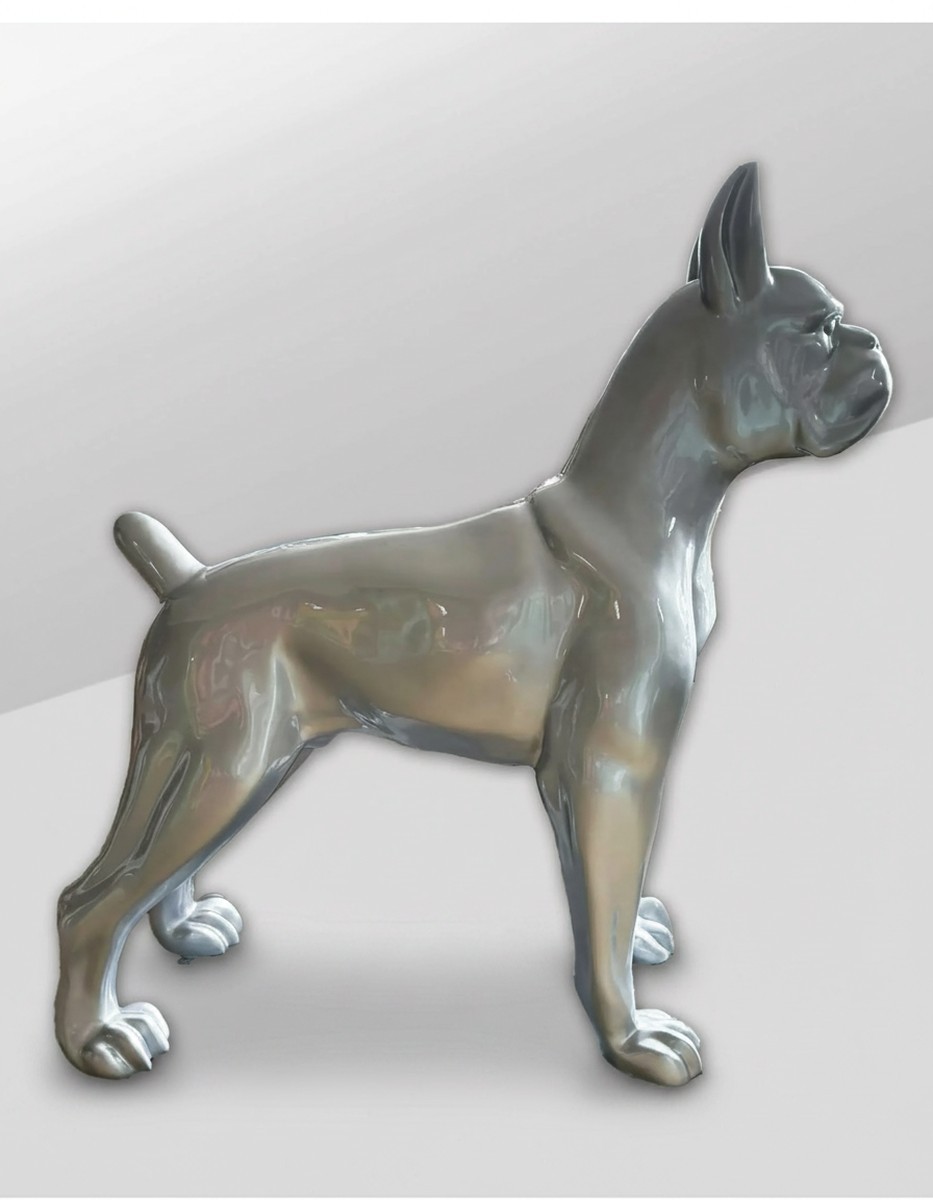 Casa Padrino scultura decorativa di lusso Hund Riesiger Silber Oder Goldboxer A. 180 cm - Enorme scultura da giardino - Scultura a grandezza naturale - Scultura decorativa XXL Casa Padrino scultura decorativa di lusso Hund Riesiger Silber Oder Goldboxer A. 180 cm - Enorme scultura da giardino - Scultura a grandezza naturale - Scultura decorativa XXL