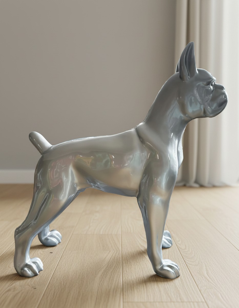 Casa Padrino scultura decorativa di lusso Hund Riesiger Silber Oder Goldboxer A. 180 cm - Enorme scultura da giardino - Scultura a grandezza naturale - Scultura decorativa XXL Casa Padrino scultura decorativa di lusso Hund Riesiger Silber Oder Goldboxer A. 180 cm - Enorme scultura da giardino - Scultura a grandezza naturale - Scultura decorativa XXL