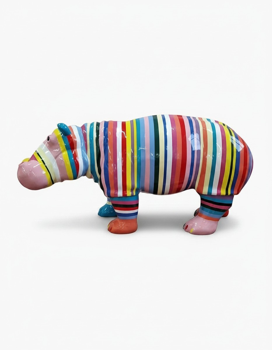 Casa Padrino sculpture décorative de luxe Nilpferd Hippopotamus Streifen H. 45 cm - Sculpture décorative - Figurine décorative - Figurine animale - Décoration de jardin Casa Padrino sculpture décorative de luxe Nilpferd Hippopotamus Streifen H. 45 cm - Sculpture décorative - Figurine décorative - Figurine animale - Décoration de jardin