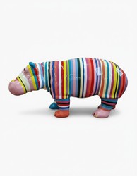 Casa Padrino sculpture décorative de luxe Nilpferd Hippopotamus Streifen H. 45 cm - Sculpture décorative - Figurine décorative - Figurine animale - Décoration de jardin Casa Padrino sculpture décorative de luxe Nilpferd Hippopotamus Streifen H. 45 cm - Sculpture décorative - Figurine décorative - Figurine animale - Décoration de jardin