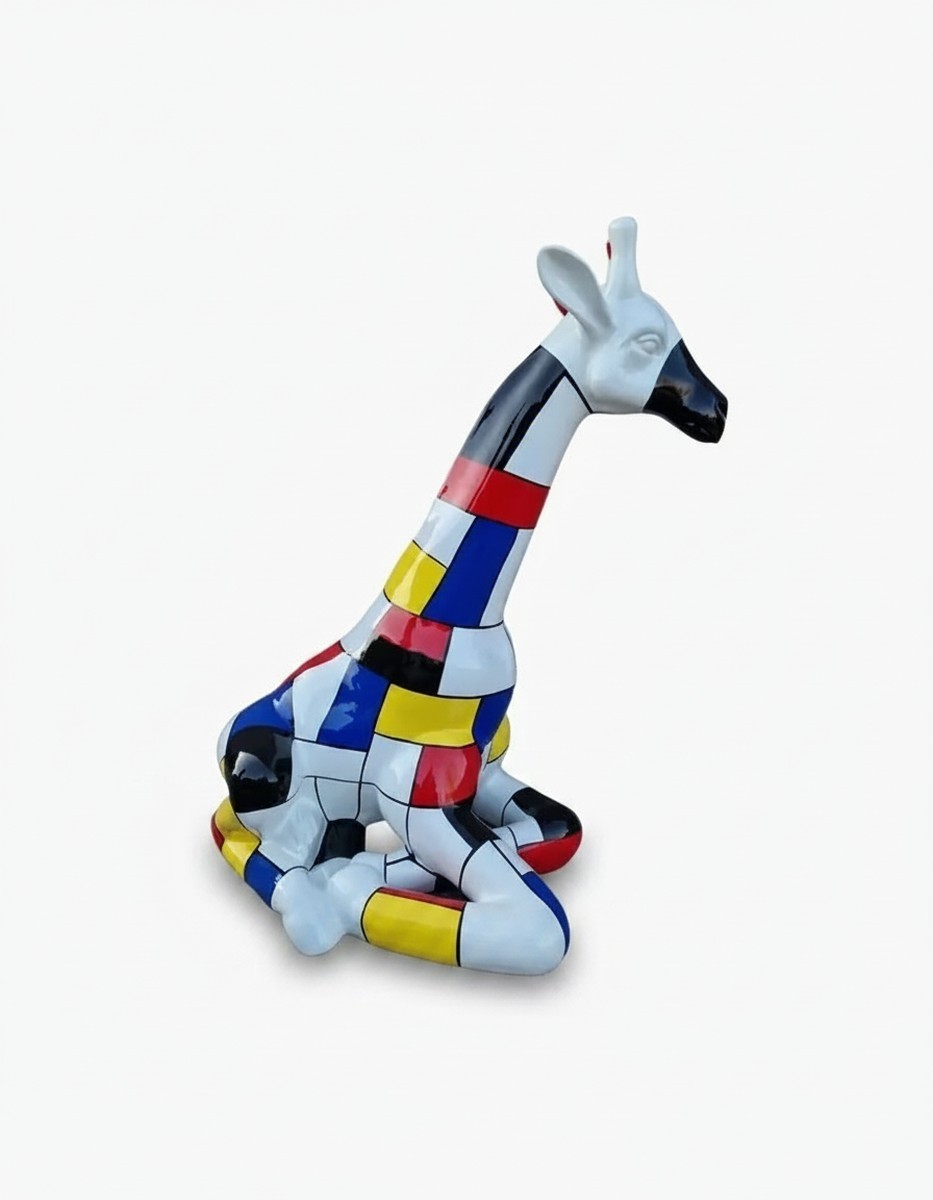 Casa Padrino sculpture décorative de luxe Giraffe Sitzend Mondrian H. 80 cm - Sculpture décorative - Figurine décorative - Figurine animale - Décoration de jardin Casa Padrino sculpture décorative de luxe Giraffe Sitzend Mondrian H. 80 cm - Sculpture décorative - Figurine décorative - Figurine animale - Décoration de jardin