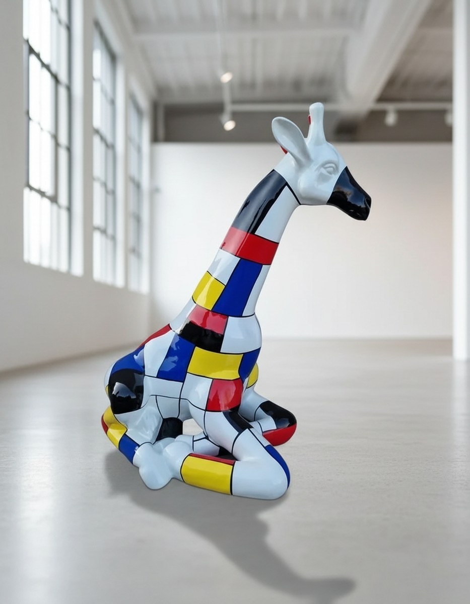 Casa Padrino sculpture décorative de luxe Giraffe Sitzend Mondrian H. 80 cm - Sculpture décorative - Figurine décorative - Figurine animale - Décoration de jardin Casa Padrino sculpture décorative de luxe Giraffe Sitzend Mondrian H. 80 cm - Sculpture décorative - Figurine décorative - Figurine animale - Décoration de jardin