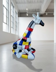 Casa Padrino sculpture décorative de luxe Giraffe Sitzend Mondrian H. 80 cm - Sculpture décorative - Figurine décorative - Figurine animale - Décoration de jardin Casa Padrino sculpture décorative de luxe Giraffe Sitzend Mondrian H. 80 cm - Sculpture décorative - Figurine décorative - Figurine animale - Décoration de jardin