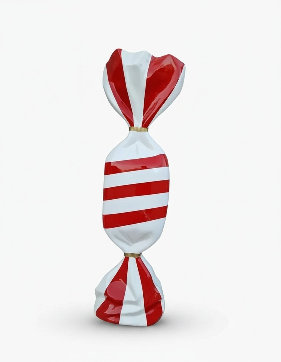Casa Padrino sculpture décorative de luxe Deko Objekt Weiß Rot Gestreifte Süßigkeiten H. 99 cm - Sculpture décorative - Figurine décorative - Figurine animale - Décoration de jardin Casa Padrino sculpture décorative de luxe Deko Objekt Weiß Rot Gestreifte Süßigkeiten H. 99 cm - Sculpture décorative - Figurine décorative - Figurine animale - Décoration de jardin