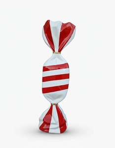 Casa Padrino sculpture décorative de luxe Deko Objekt Weiß Rot Gestreifte Süßigkeiten H. 99 cm - Sculpture décorative - Figurine décorative - Figurine animale - Décoration de jardin