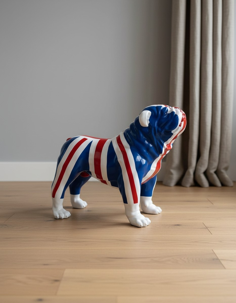 Casa Padrino sculpture décorative de luxe Hund Bulldog Englische Flagge H. 160 cm - Immense sculpture de jardin - Sculpture grandeur nature - Sculpture décorative XXL Casa Padrino sculpture décorative de luxe Hund Bulldog Englische Flagge H. 160 cm - Immense sculpture de jardin - Sculpture grandeur nature - Sculpture décorative XXL