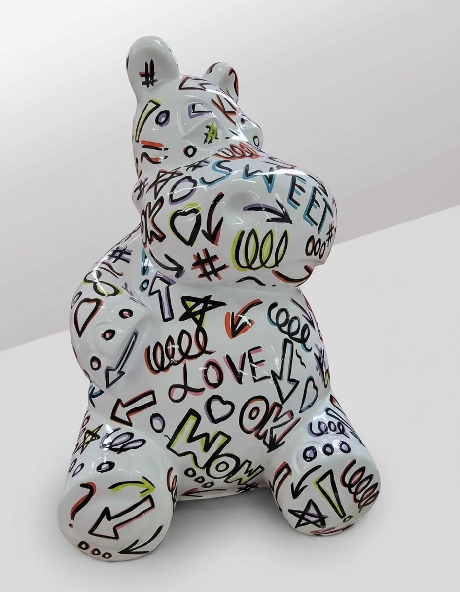 Casa Padrino sculpture décorative de luxe Nilpferd Graffiti Sitzend H. 95 cm - Sculpture décorative - Figurine décorative - Figurine animale - Décoration de jardin Casa Padrino sculpture décorative de luxe Nilpferd Graffiti Sitzend H. 95 cm - Sculpture décorative - Figurine décorative - Figurine animale - Décoration de jardin