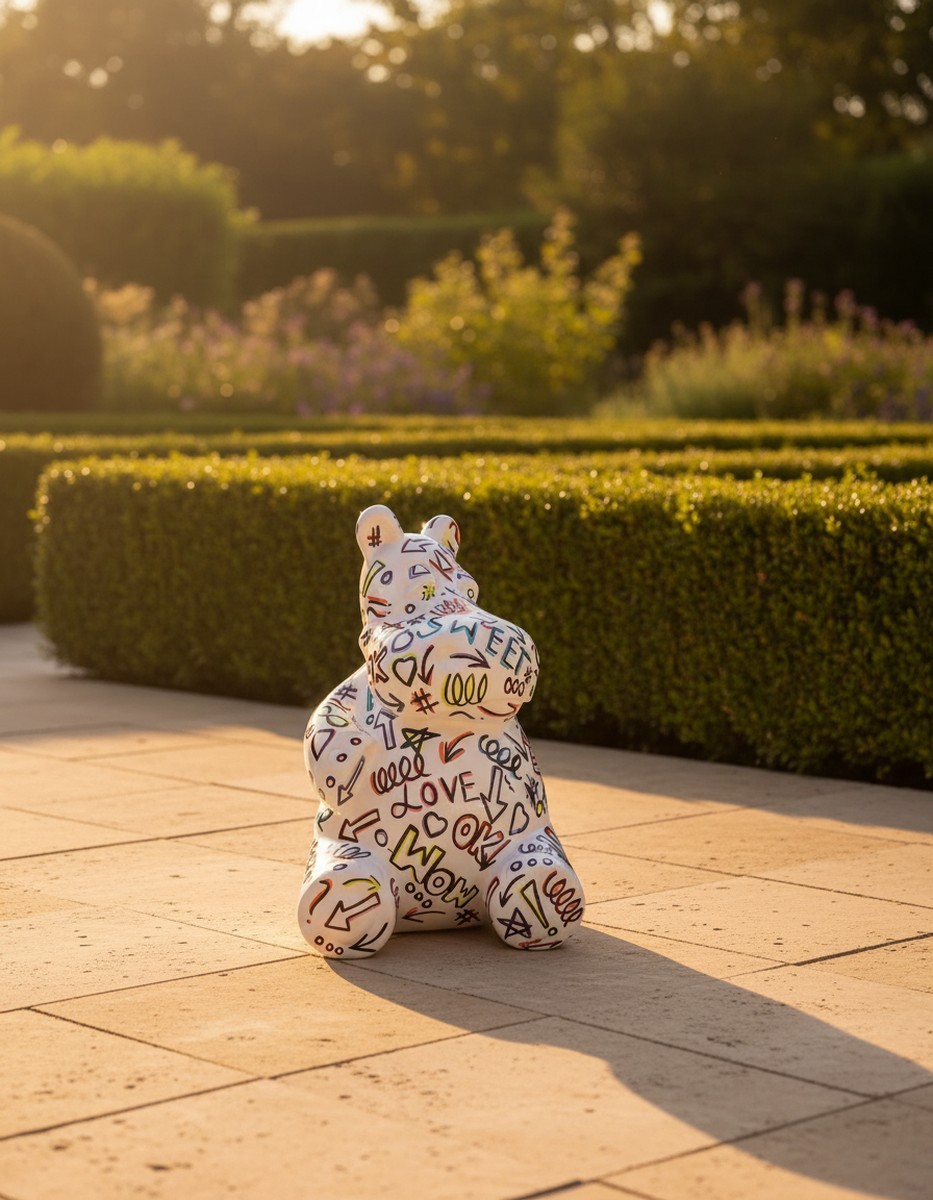 Casa Padrino sculpture décorative de luxe Nilpferd Graffiti Sitzend H. 95 cm - Sculpture décorative - Figurine décorative - Figurine animale - Décoration de jardin Casa Padrino sculpture décorative de luxe Nilpferd Graffiti Sitzend H. 95 cm - Sculpture décorative - Figurine décorative - Figurine animale - Décoration de jardin