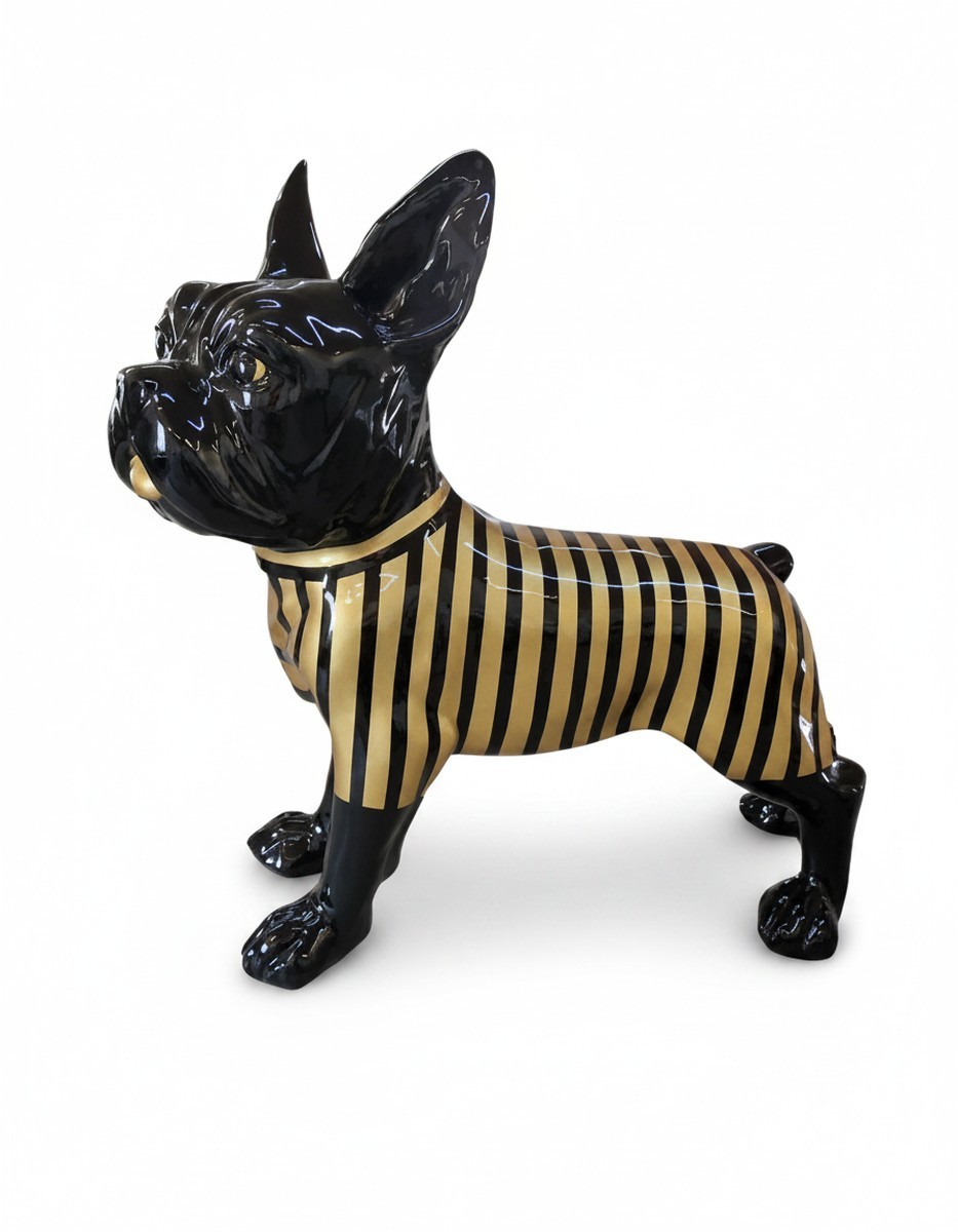 Casa Padrino scultura decorativa di lusso Hund Französische Bulldogge Streifen Gold A. 178 cm - Enorme scultura da giardino - Scultura a grandezza naturale - Scultura decorativa XXL Casa Padrino scultura decorativa di lusso Hund Französische Bulldogge Streifen Gold A. 178 cm - Enorme scultura da giardino - Scultura a grandezza naturale - Scultura decorativa XXL