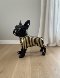 Casa Padrino scultura decorativa di lusso Hund Französische Bulldogge Streifen Gold A. 178 cm - Enorme scultura da giardino - Scultura a grandezza naturale - Scultura decorativa XXL Casa Padrino scultura decorativa di lusso Hund Französische Bulldogge Streifen Gold A. 178 cm - Enorme scultura da giardino - Scultura a grandezza naturale - Scultura decorativa XXL