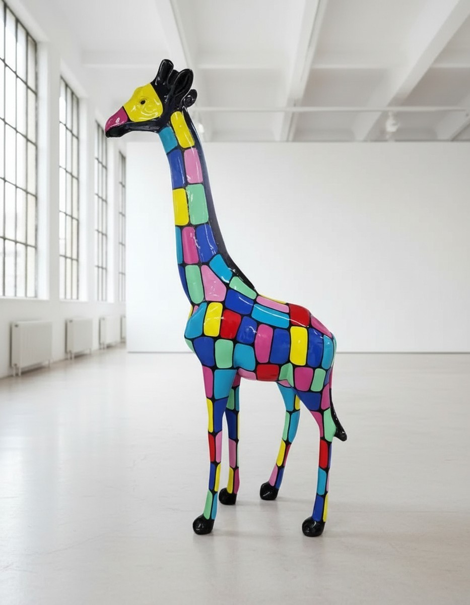 Casa Padrino sculpture décorative de luxe Giraffe Bunt H. 210 cm - Immense sculpture de jardin - Sculpture grandeur nature - Sculpture décorative XXL Casa Padrino sculpture décorative de luxe Giraffe Bunt H. 210 cm - Immense sculpture de jardin - Sculpture grandeur nature - Sculpture décorative XXL