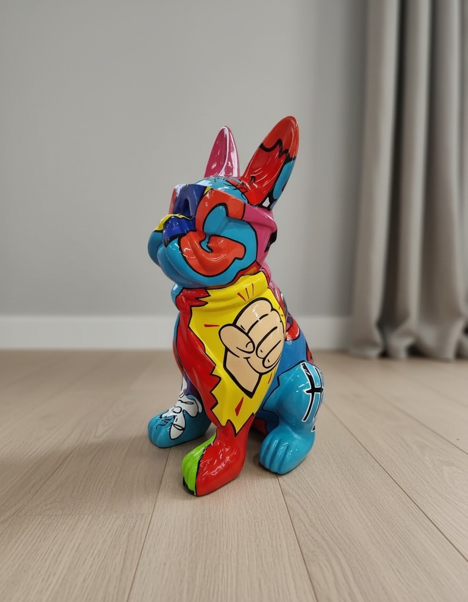 Casa Padrino Luxus Deko Skulptur Hund Bulldogge Brille Krawatte Comics H. 80 cm - Deko Skulptur - Deko Figur - Tierfigur - Gartendeko Casa Padrino Luxus Deko Skulptur Hund Bulldogge Brille Krawatte Comics H. 80 cm - Deko Skulptur - Deko Figur - Tierfigur - Gartendeko