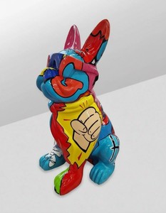 Casa Padrino Luxus Deko Skulptur Hund Bulldogge Brille Krawatte Comics H. 80 cm - Deko Skulptur - Deko Figur - Tierfigur - Gartendeko Casa Padrino Luxus Deko Skulptur Hund Bulldogge Brille Krawatte Comics H. 80 cm - Deko Skulptur - Deko Figur - Tierfigur - Gartendeko