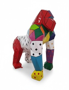 Casa Padrino scultura decorativa di lusso Affe Facettierter Gorilla ART Color A. 128 cm - Enorme scultura da giardino - Scultura a grandezza naturale - Scultura decorativa XXL Casa Padrino scultura decorativa di lusso Affe Facettierter Gorilla ART Color A. 128 cm - Enorme scultura da giardino - Scultura a grandezza naturale - Scultura decorativa XXL