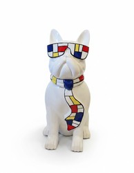 Casa Padrino scultura decorativa di lusso Hund Bulldogge Brille Mondrian Krawatte A. 120 cm - Enorme scultura da giardino - Scultura a grandezza naturale - Scultura decorativa XXL Casa Padrino scultura decorativa di lusso Hund Bulldogge Brille Mondrian Krawatte A. 120 cm - Enorme scultura da giardino - Scultura a grandezza naturale - Scultura decorativa XXL
