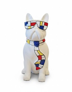 Casa Padrino scultura decorativa di lusso Hund Bulldogge Brille Krawatte Mondrian A. 80 cm - Scultura decorativa - Figura decorativa - Figura animale - Decorazione da giardino Casa Padrino scultura decorativa di lusso Hund Bulldogge Brille Krawatte Mondrian A. 80 cm - Scultura decorativa - Figura decorativa - Figura animale - Decorazione da giardino