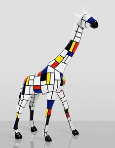 Casa Padrino scultura decorativa di lusso Giraffe Mondrian A. 230 cm - Enorme scultura da giardino - Scultura a grandezza naturale - Scultura decorativa XXL Casa Padrino scultura decorativa di lusso Giraffe Mondrian A. 230 cm - Enorme scultura da giardino - Scultura a grandezza naturale - Scultura decorativa XXL