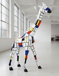 Casa Padrino scultura decorativa di lusso Giraffe Mondrian A. 230 cm - Enorme scultura da giardino - Scultura a grandezza naturale - Scultura decorativa XXL