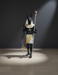 Casa Padrino sculpture décorative de luxe Statue Anubis H. 230 cm - Immense sculpture de jardin - Sculpture grandeur nature - Sculpture décorative XXL