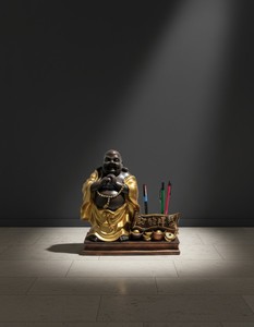 Casa Padrino Luxus Deko Skulptur Statue Buddha Stiftehalter H. 28 cm - Deko Skulptur - Deko Figur - Tierfigur - Gartendeko