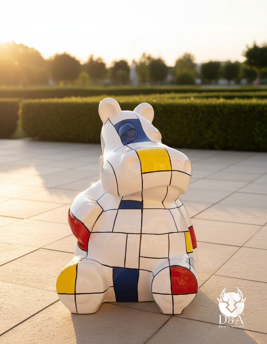 Casa Padrino sculpture décorative de luxe Nilpferd Sitzend Mondrian H. 95 cm - Sculpture décorative - Figurine décorative - Figurine animale - Décoration de jardin Casa Padrino sculpture décorative de luxe Nilpferd Sitzend Mondrian H. 95 cm - Sculpture décorative - Figurine décorative - Figurine animale - Décoration de jardin