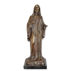 Casa Padrino Sculpture en bronze Madone couleur bronze / Noir 20,9 x 21,7 x H. 58,1 cm - Figurine en bronze avec socle en marbre